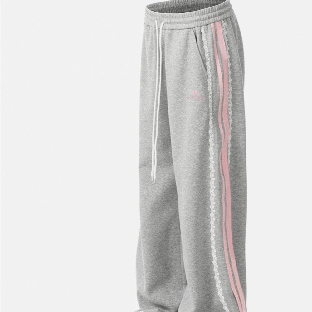 AELFRIC EDEN LACE STRIPE PATCHWORK SWEATPANTS